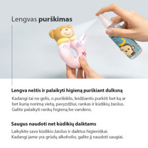 COMBO! Purškiamas higieninis rankų skystis + Dovana! K-MOM pirmosios kūdikių daiktų valymo drėgnos servetėlės