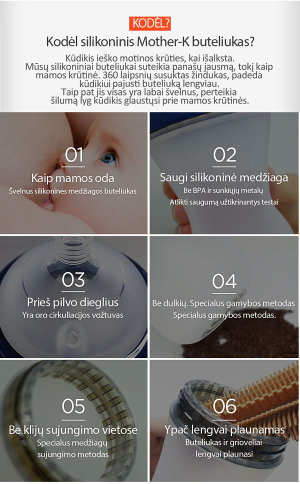 Mother-K Silikoninis Maitinimo Buteliukas