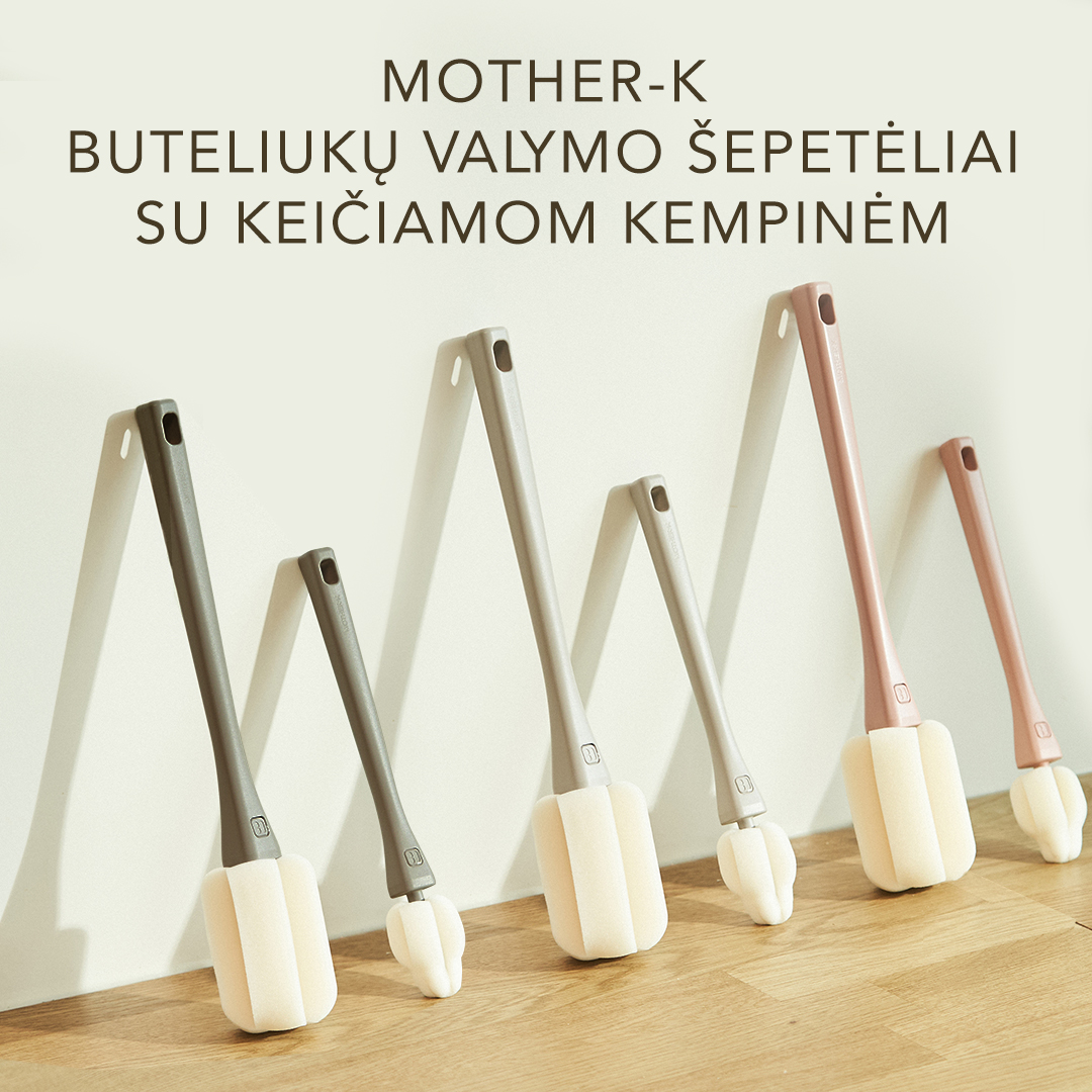 Mother-K Buteliukų valymo šepetėliai su keičiamom kempinėm