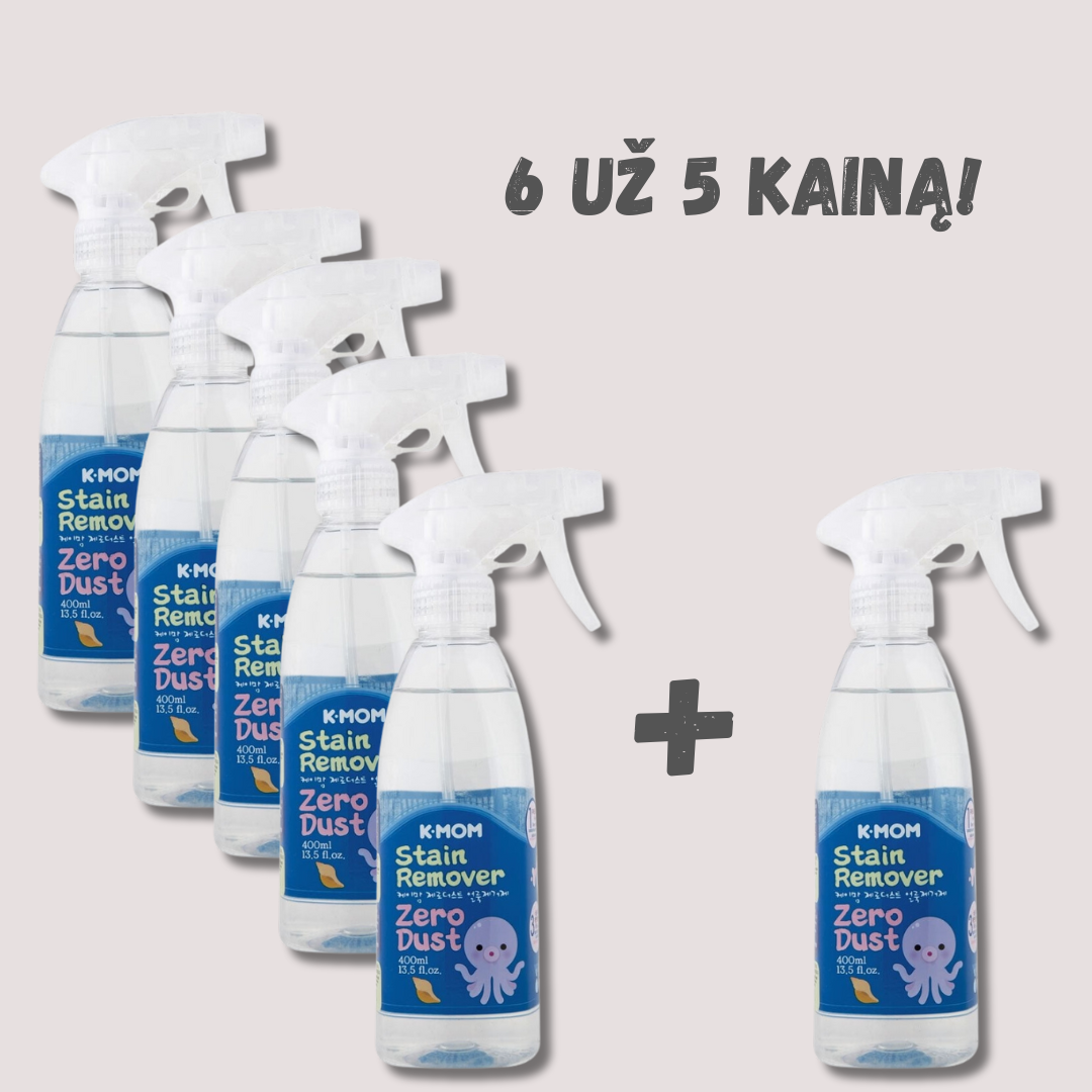 Specialus pasiūlymas! 6 už 5 kainą. K-MOM “Zero Dust” dėmių valiklis