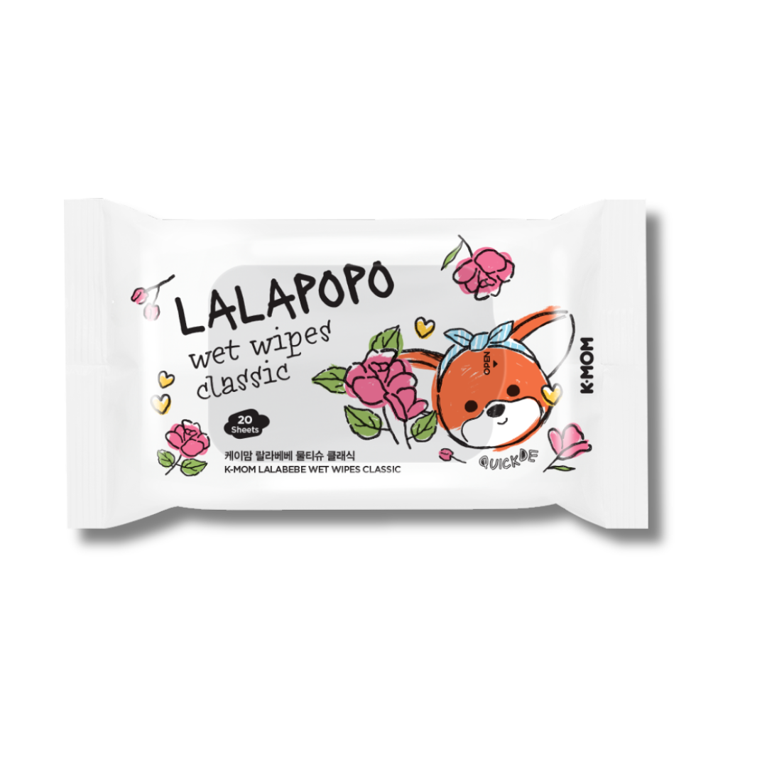 K-MOM Lalapopo organiškos drėgnos servetėlės CLASSIC, 20 vnt.