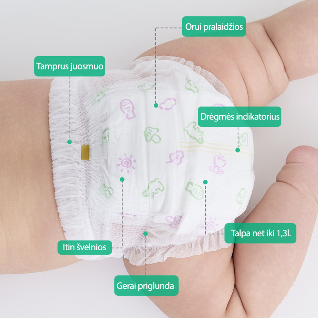 K-MOM "Comfort Fit" sauskelnės-kelnaitės M dydis (6-11 kg), 36 vnt K-MOM "Comfort Fit" sauskelnės-kelnaitės M dydis (6-11 kg), 36 vnt
