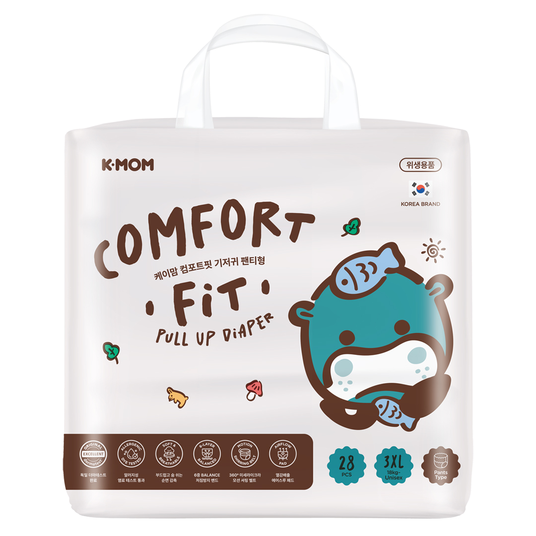 K-MOM "Comfort Fit" sauskelnės-kelnaitės 3XL dydis (nuo 18 kg), 28 vnt