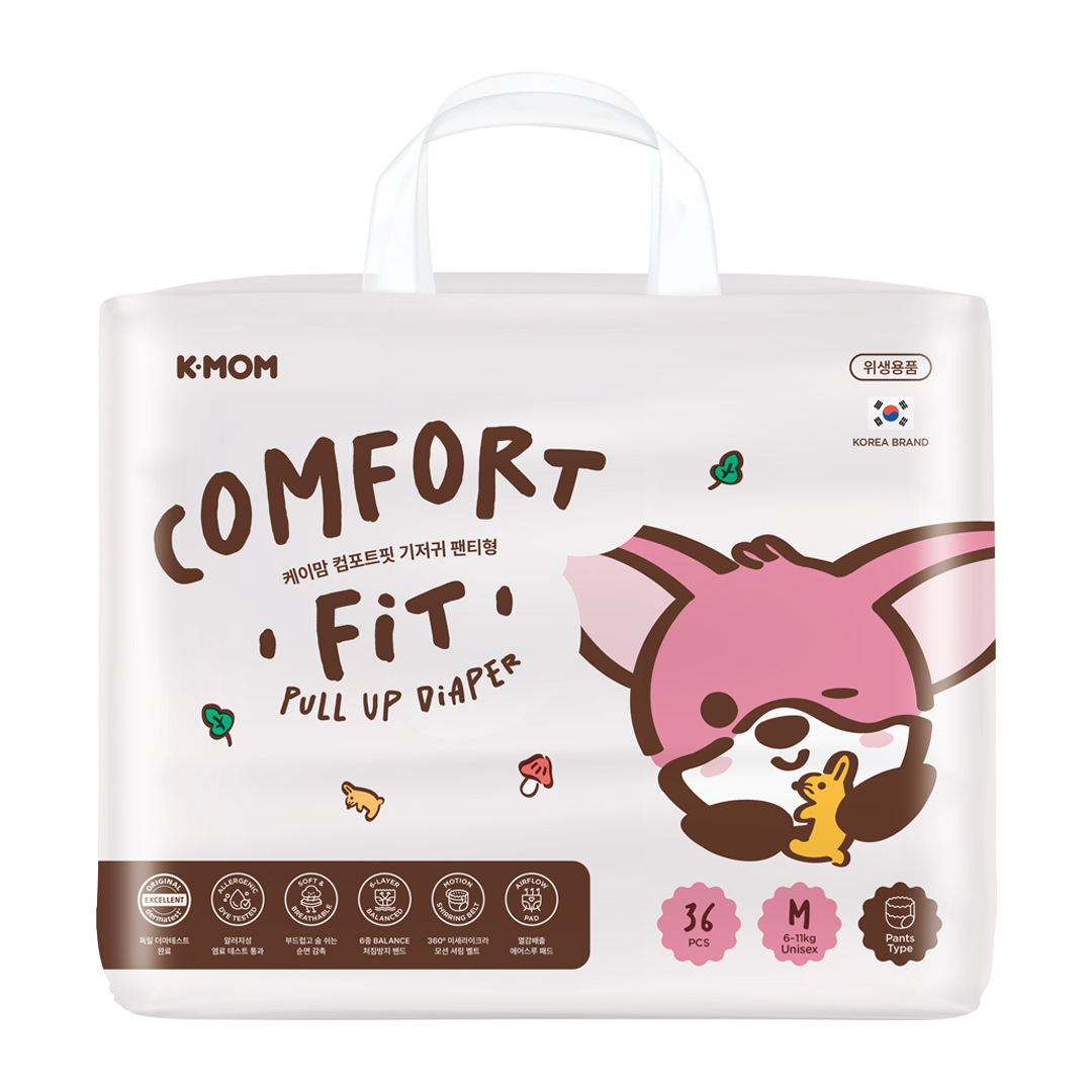 K-MOM "Comfort Fit" sauskelnės-kelnaitės M dydis (6-11 kg), 36 vnt
