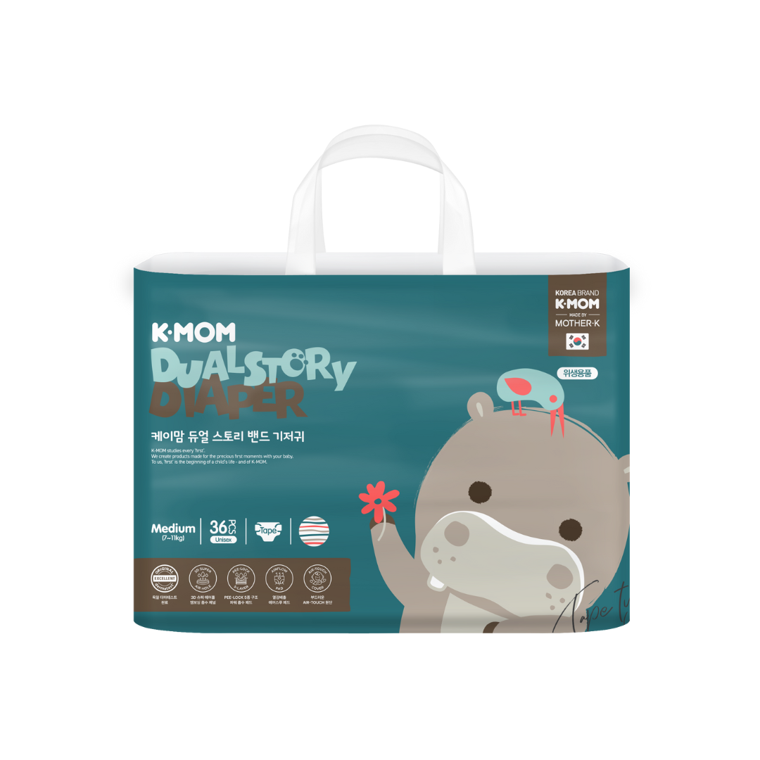 K-MOM Sauskelnės "Dual Story" M dydis (5-8 kg), 36 vnt.