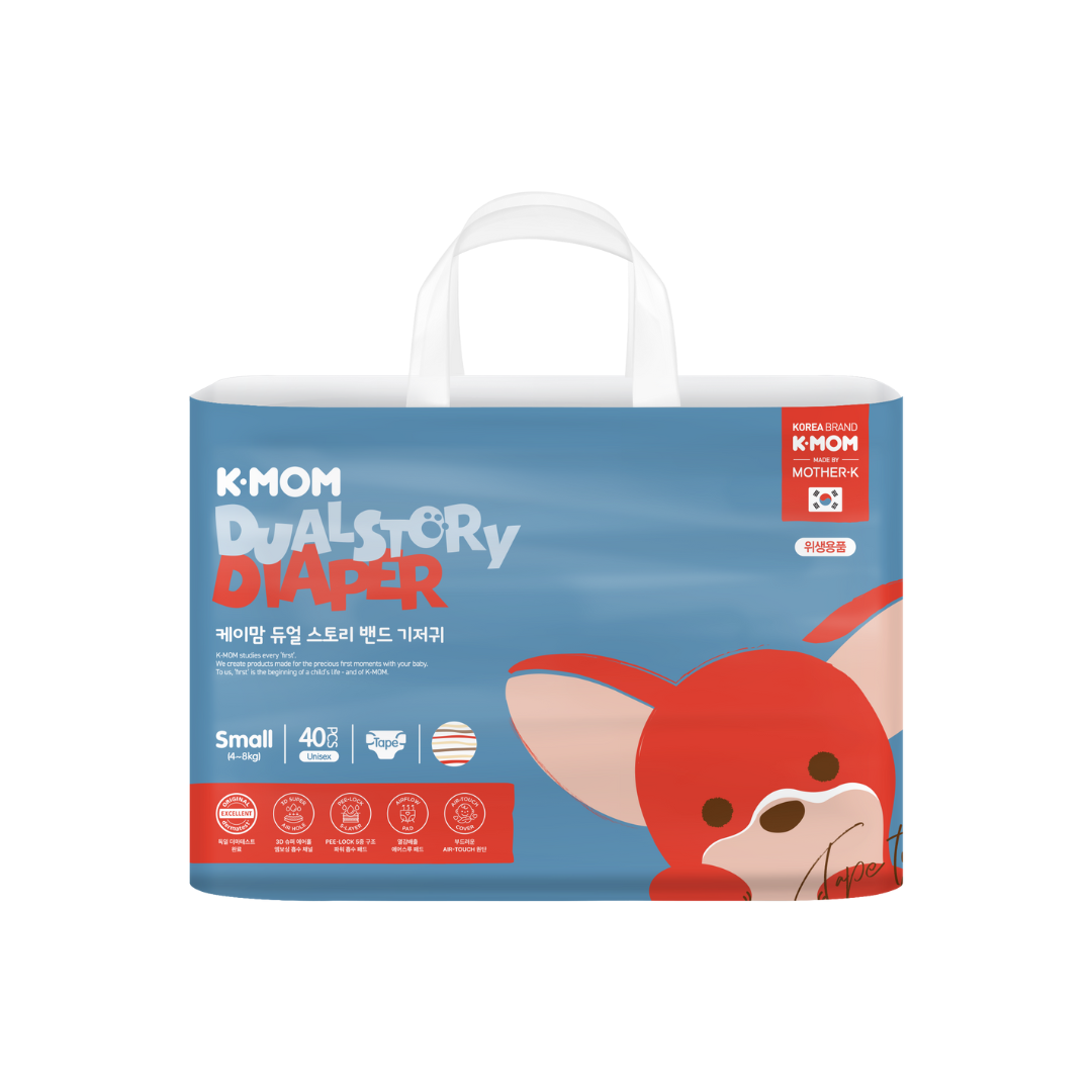 K-MOM Sauskelnės "Dual Story" S dydis (2-5kg), 40 vnt