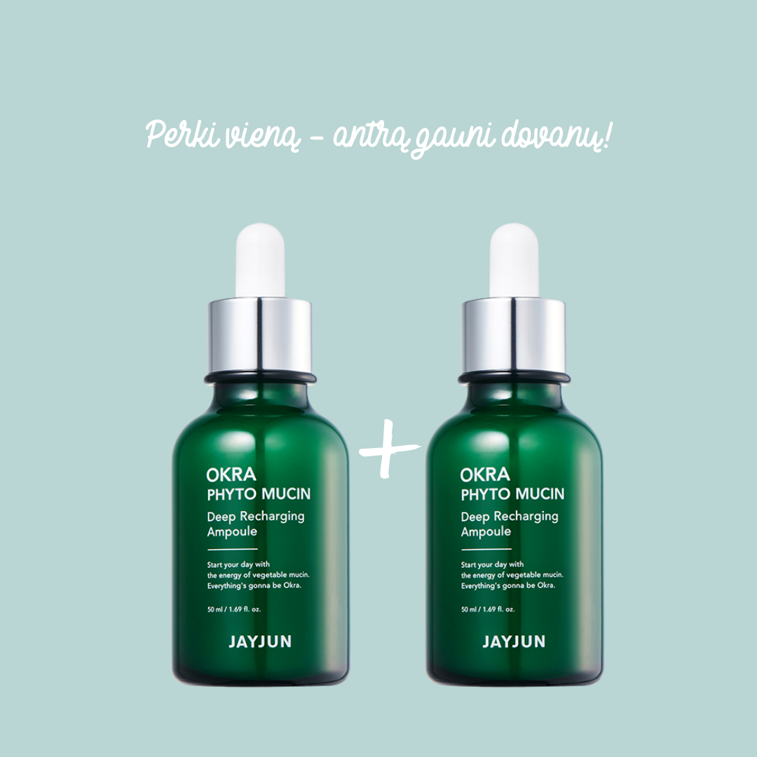Specialus pasiūlymas! 1+1 JayJun OKRA Phyto Mucin intensyvaus poveikio atkuriamasis serumas, 50 ml. Specialus pasiūlymas! 1+1 JayJun OKRA Phyto Mucin intensyvaus poveikio atkuriamasis serumas, 50 ml.