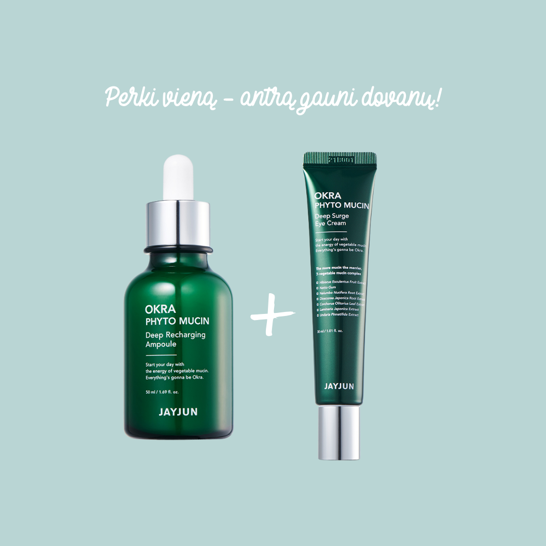 Specialus pasiūlymas! JayJun OKRA Phyto Mucin intensyvaus poveikio atkuriamasis serumas + DOVANA JayJun OKRA Phyto Mucin giliai veikiantis paakių kremas Specialus pasiūlymas! JayJun OKRA Phyto Mucin intensyvaus poveikio atkuriamasis serumas + DOVANA JayJun OKRA Phyto Mucin giliai veikiantis paakių kremas