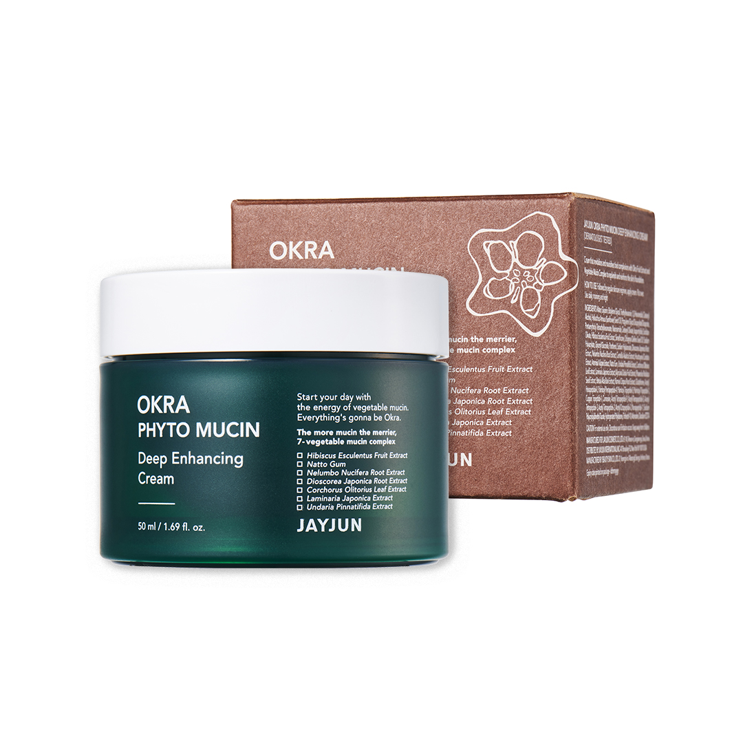 JayJun OKRA Phyto Mucin giliai drėkinantis veido kremas, 50 ml.