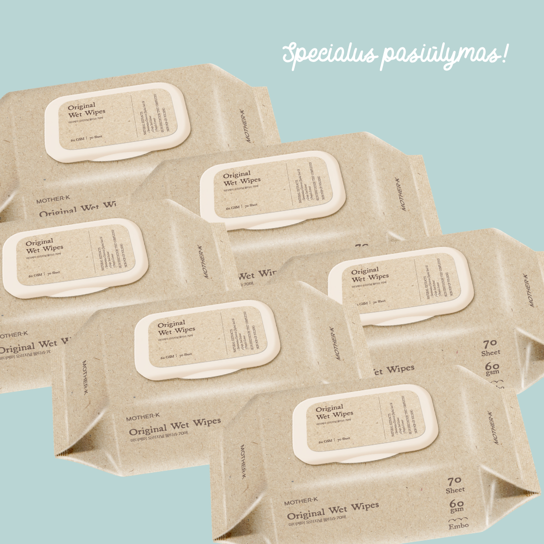Specialus pasiūlymas! 6 už 5! Mother-K Drėgnos servetėlės Original, 70 vnt Specialus pasiūlymas! 6 už 5! Mother-K Drėgnos servetėlės Original, 70 vnt