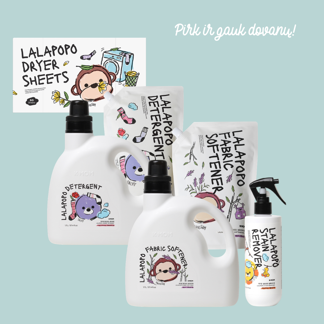 Specialus pasiūlymas! K-MOM Lalapopo skalbimo rinkinys + minkštiklio papildymas DOVANŲ Specialus pasiūlymas! K-MOM Lalapopo skalbimo rinkinys + minkštiklio papildymas DOVANŲ