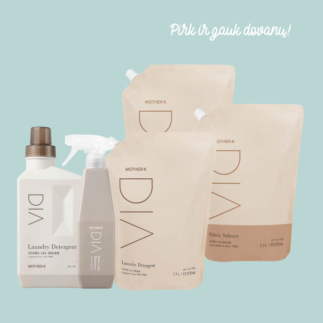 Specialus pasiūlymas! Mother-K DIA skalbimo rinkinys + DOVANA Mother-K DIA dėmių valiklis