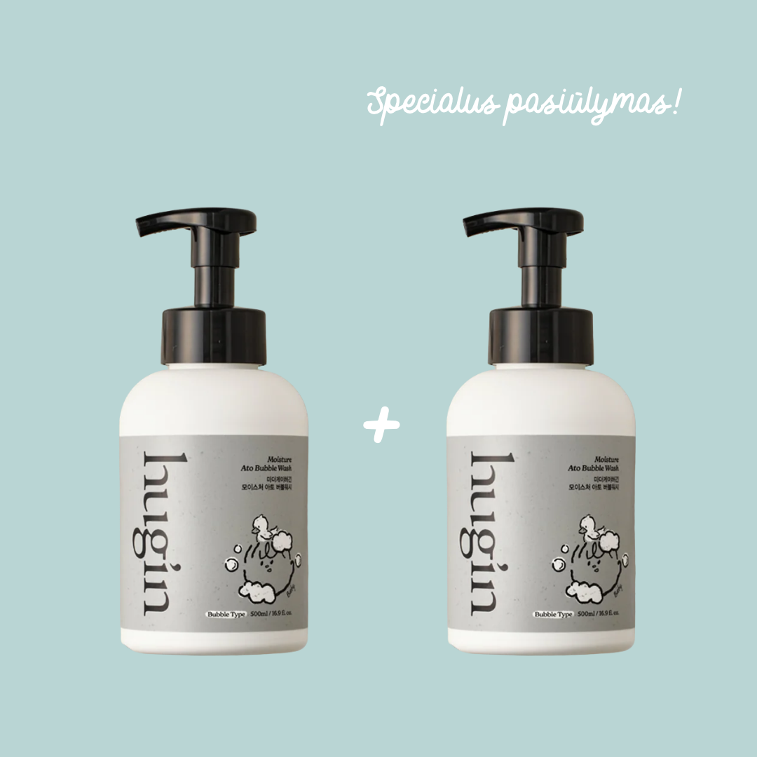 Specialus pasiūlymas! 1+1 hug'in by Mother-K putų konsistencijos prausiklis kūdikiams ir vaikams, bekvapis, 500 ml.